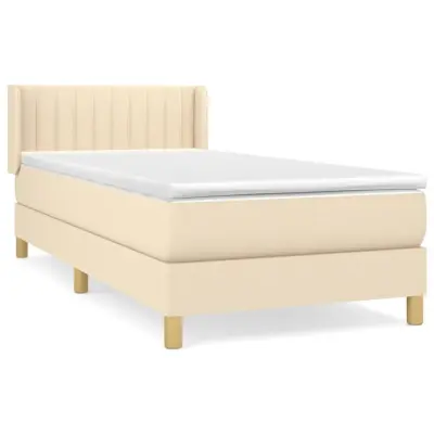 vidaXL Box spring postelja z vzmetnico krem 90x190 cm blago