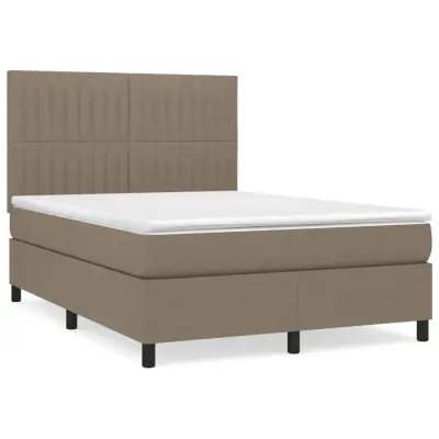 vidaXL Box spring postelja z vzmetnico taupe 140x190 cm blago