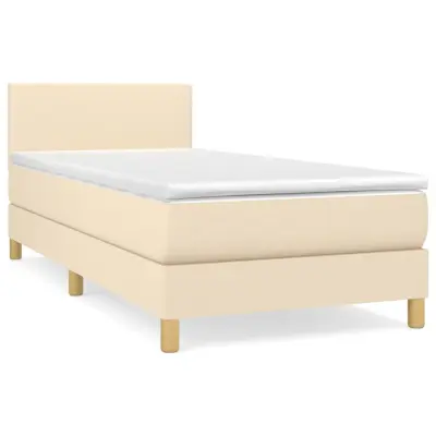 vidaXL Box spring postelja z vzmetnico krem 80x200 cm blago