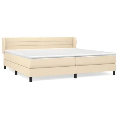 vidaXL Box spring postelja z vzmetnico krem 200x200 cm blago