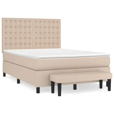 vidaXL Box spring postelja z vzmetnico kapučino 140x200cm umetno usnje