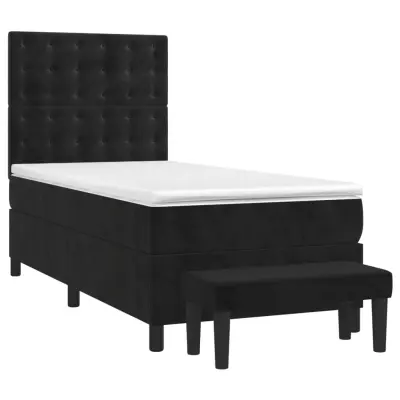 vidaXL Box spring postelja z vzmetnico črna 90x200 cm žamet