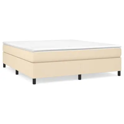 vidaXL Box spring postelja z vzmetnico krem 160x200 cm blago