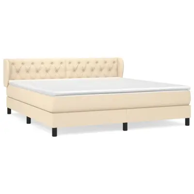 vidaXL Box spring postelja z vzmetnico krem 160x200 cm blago