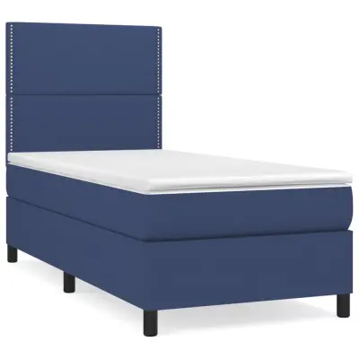 vidaXL Box spring postelja z vzmetnico moder 90x190 cm blago