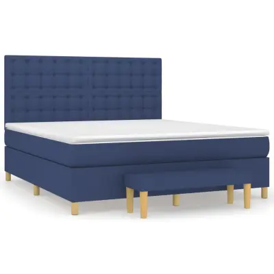 vidaXL Box spring postelja z vzmetnico modra 160x200 cm blago