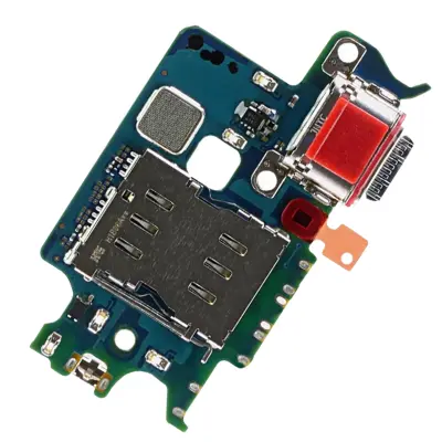 Originalni polnilni konektor za Samsung Galaxy S22 z USB-C vticnico in citalnikom SIM kartic, servisni paket