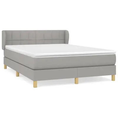 vidaXL Box spring posteljni z vzmetnico svetlo siv 140x190 cm blago