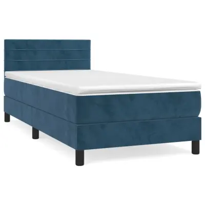 vidaXL Box spring postelja z vzmetnico temno modra 100x200 cm žamet