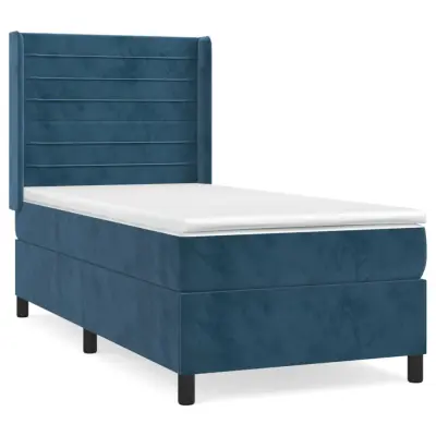 vidaXL Box spring postelja z vzmetnico temno modra 80x200 cm žamet