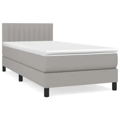 vidaXL Box spring postelja z vzmetnico svetlo siva 90x190 cm blago