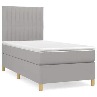 vidaXL Box spring postelja z vzmetnico svetlo siva 80x200 cm blago