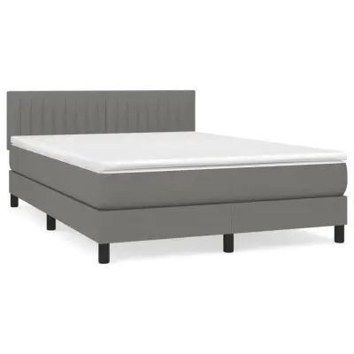 vidaXL Box spring posteljni z vzmetnico temno siv 140x190 cm blago