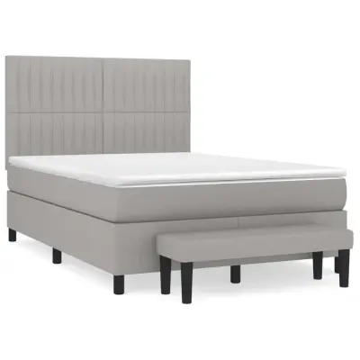 vidaXL Box spring postelja z vzmetnico svetlo siva 140x200 cm blago