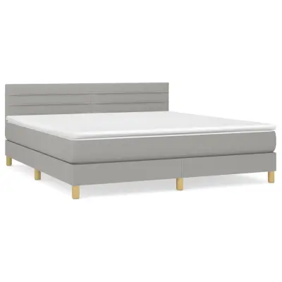 vidaXL Box spring postelja z vzmetnico svetlo siva 160x200 cm žamet