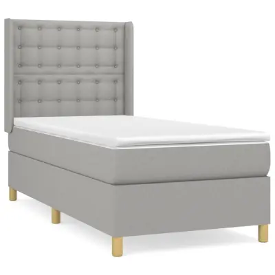 vidaXL Box spring postelja z vzmetnico svetlo siva 80x200 cm blago