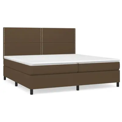 vidaXL Box spring postelja z vzmetnico temno rjav 200x200 cm blago