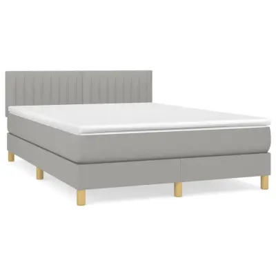 vidaXL Box spring posteljni z vzmetnico svetlo siv 140x190 cm blago