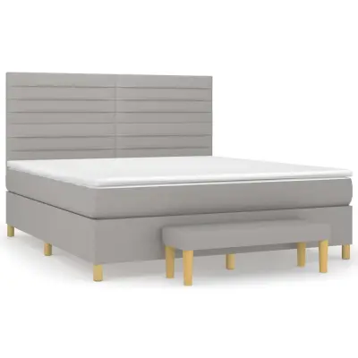 vidaXL Box spring postelja z vzmetnico svetlo siva 160x200 cm žamet
