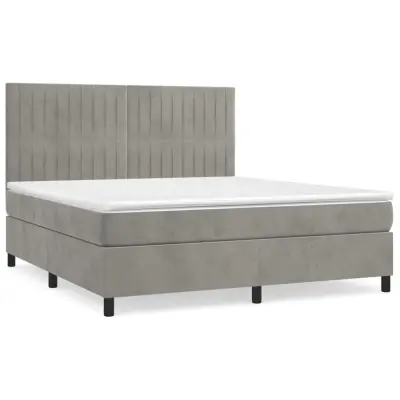 vidaXL Box spring postelja z vzmetnico svetlo siva 140x200 cm žamet
