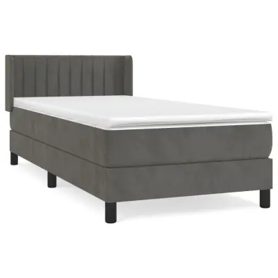vidaXL Box spring postelja z vzmetnico temno siva 90x200 cm žamet