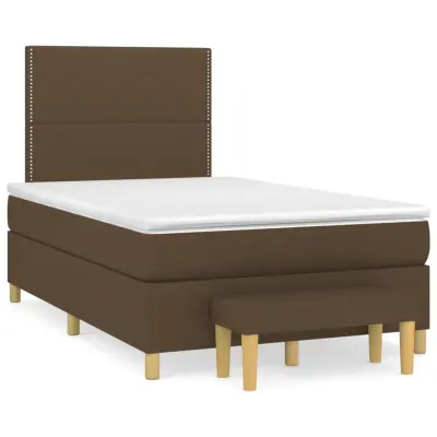 vidaXL Box spring postelja z vzmetnico temno rjav 120x200 cm blago
