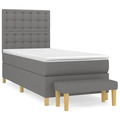 vidaXL Box spring postelja z vzmetnico temno siva 90x190 cm blago