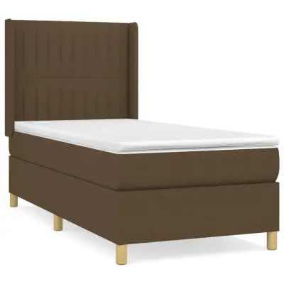 vidaXL Box spring postelja z vzmetnico temno rjava 80x200 cm blago