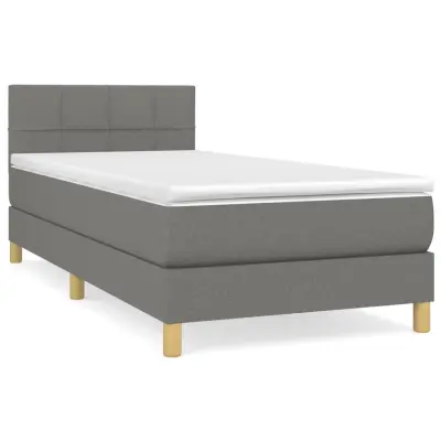vidaXL Box spring postelja z vzmetnico temno siva 100x200 cm blago