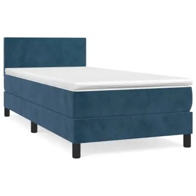 vidaXL Box spring postelja z vzmetnico temno modra 100x200 cm žamet