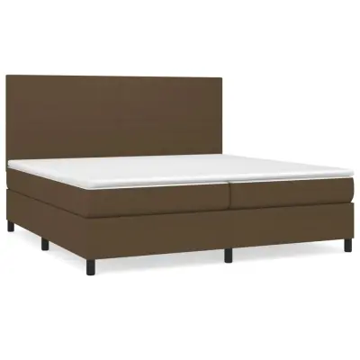 vidaXL Box spring postelja z vzmetnico temno rjav 200x200 cm blago