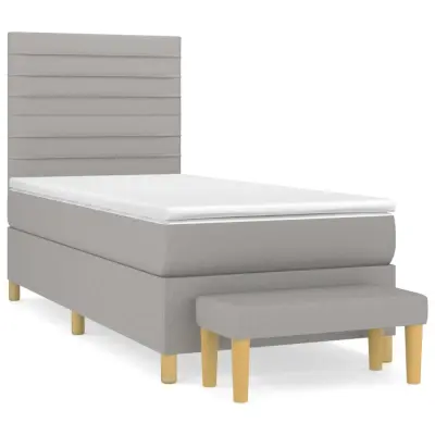 vidaXL Box spring postelja z vzmetnico svetlo siva 80x200 cm blago