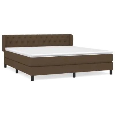 vidaXL Box spring postelja z vzmetnico temno rjava 160x200 cm blago