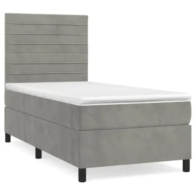 vidaXL Box spring postelja z vzmetnico svetlo siva 80x200 cm žamet