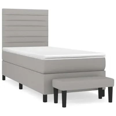 vidaXL Box spring postelja z vzmetnico svetlo siva 80x200 cm blago