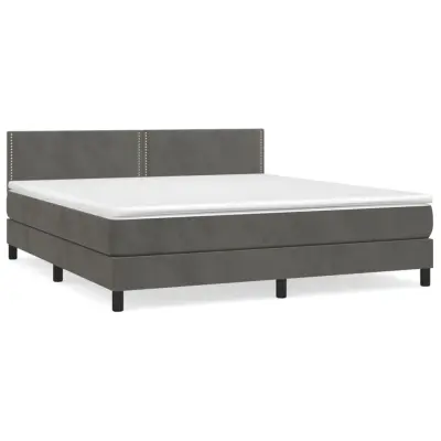 vidaXL Box spring postelja z vzmetnico temno siva 160x200 cm žamet