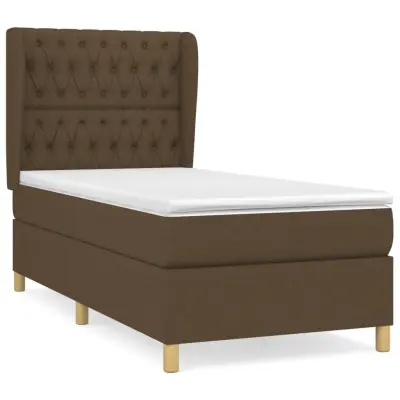 vidaXL Box spring postelja z vzmetnico temno rjav 90x190 cm blago