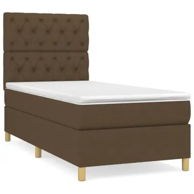 vidaXL Box spring postelja z vzmetnico temno rjava 80x200 cm blago