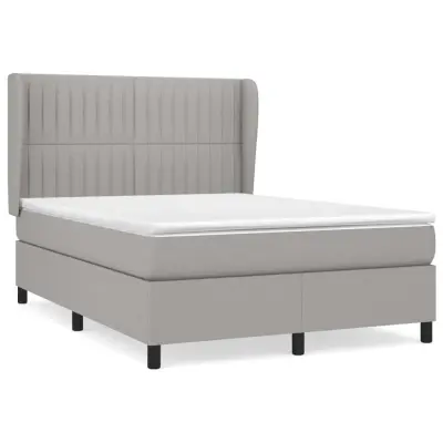 vidaXL Box spring posteljni z vzmetnico svetlo siv 140x190 cm blago