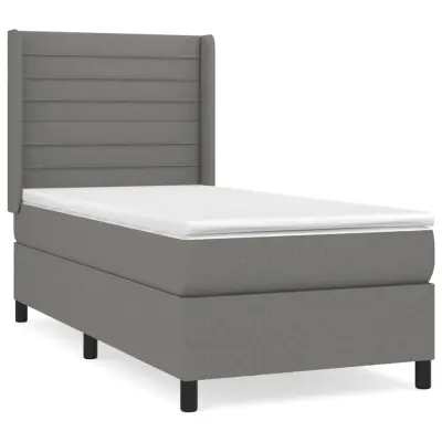 vidaXL Box spring postelja z vzmetnico temno siva 80x200 cm blago