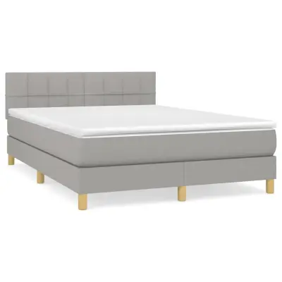 vidaXL Box spring posteljni z vzmetnico svetlo siv 140x190 cm blago