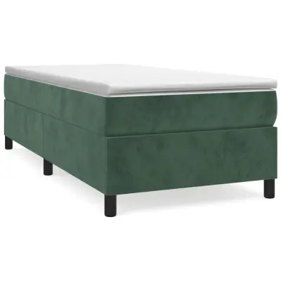 vidaXL Box spring postelja z vzmetnico temno zelena 80x200 cm žamet
