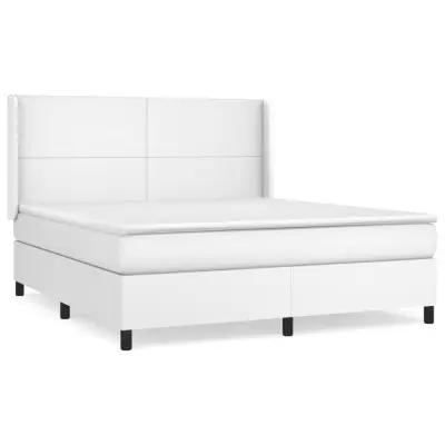 vidaXL Box spring postelja z vzmetnico bel 160x200 cm umetno usnje