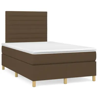 vidaXL Box spring postelja z vzmetnico temno rjav 120x200 cm blago