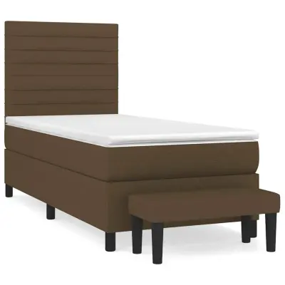 vidaXL Box spring postelja z vzmetnico temno rjava 90x200 cm blago
