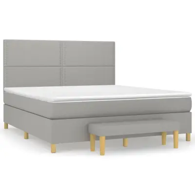 vidaXL Box spring postelja z vzmetnico svetlo siva 180x200 cm blago
