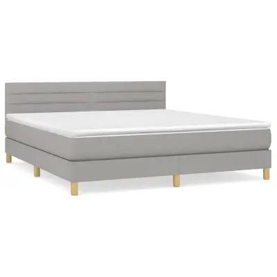 vidaXL Box spring postelja z vzmetnico svetlo siva 180x200 cm blago