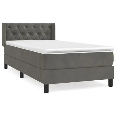vidaXL Box spring postelja z vzmetnico temno siva 80x200 cm žamet