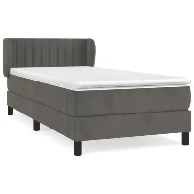 vidaXL Box spring postelja z vzmetnico temno siv 90x190 cm žamet