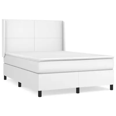 vidaXL Box spring postelja z vzmetnico bel 140x200 cm umetno usnje